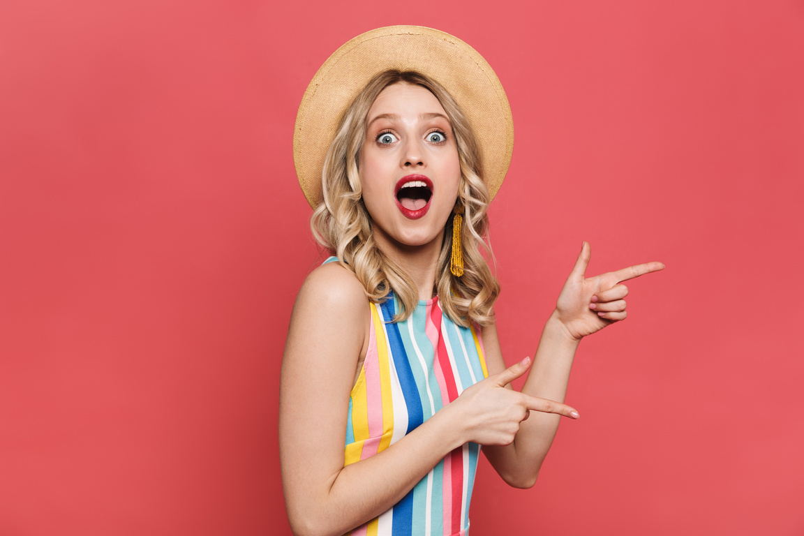 Woman Pointing to the Right 